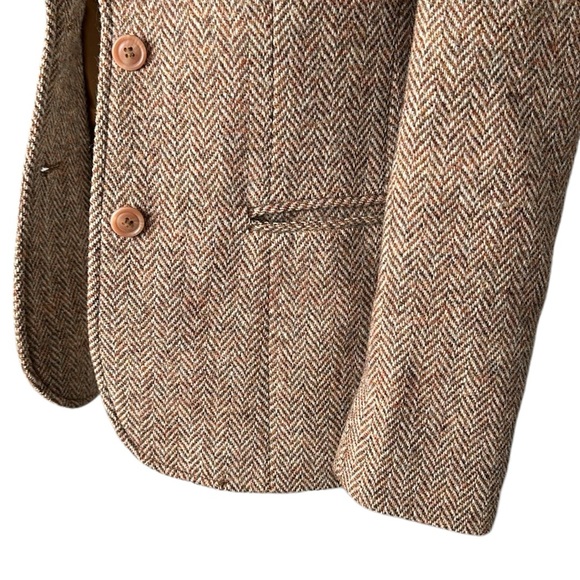 VTG Elegance English Harris tweed tan cream herringbone blazer size 11 W size 6 - Picture 3 of 12